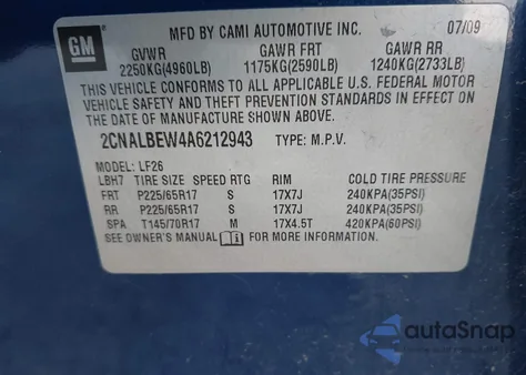 2010 Chevrolet Equinox Ls из США, поврежденный, VIN 2CNALBEW4A6212943